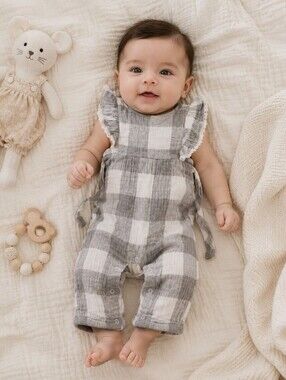 3-6M City Mouse Plaid Baby Romper